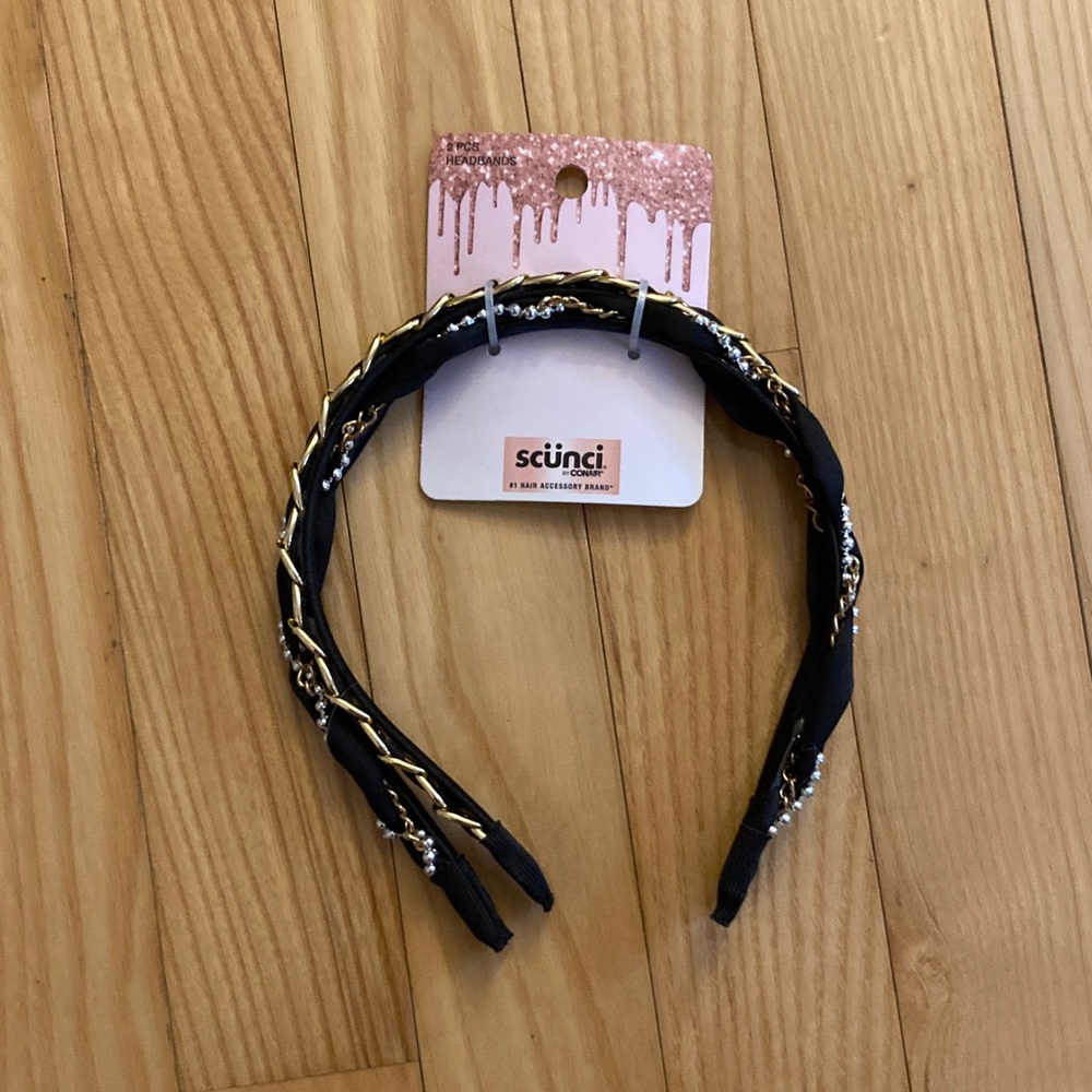 scunci Black and Gold Braided Headbands